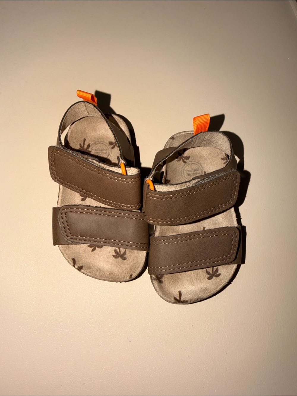 wonder nation Brown Sandals with Orange Pull Tabs
